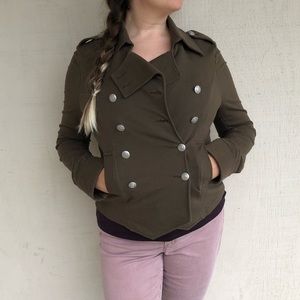 Green military stretch cotton jacket